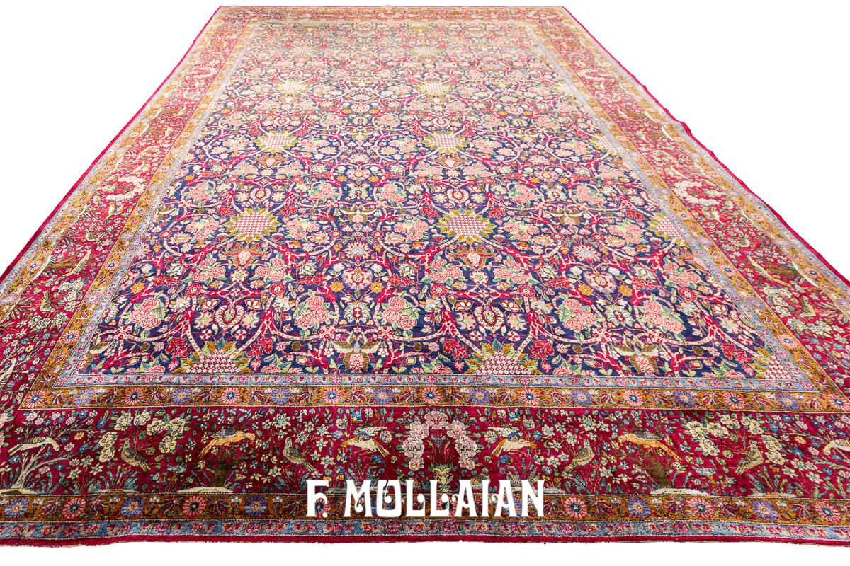 Large Antique Kashan Silk Rug n°:396200